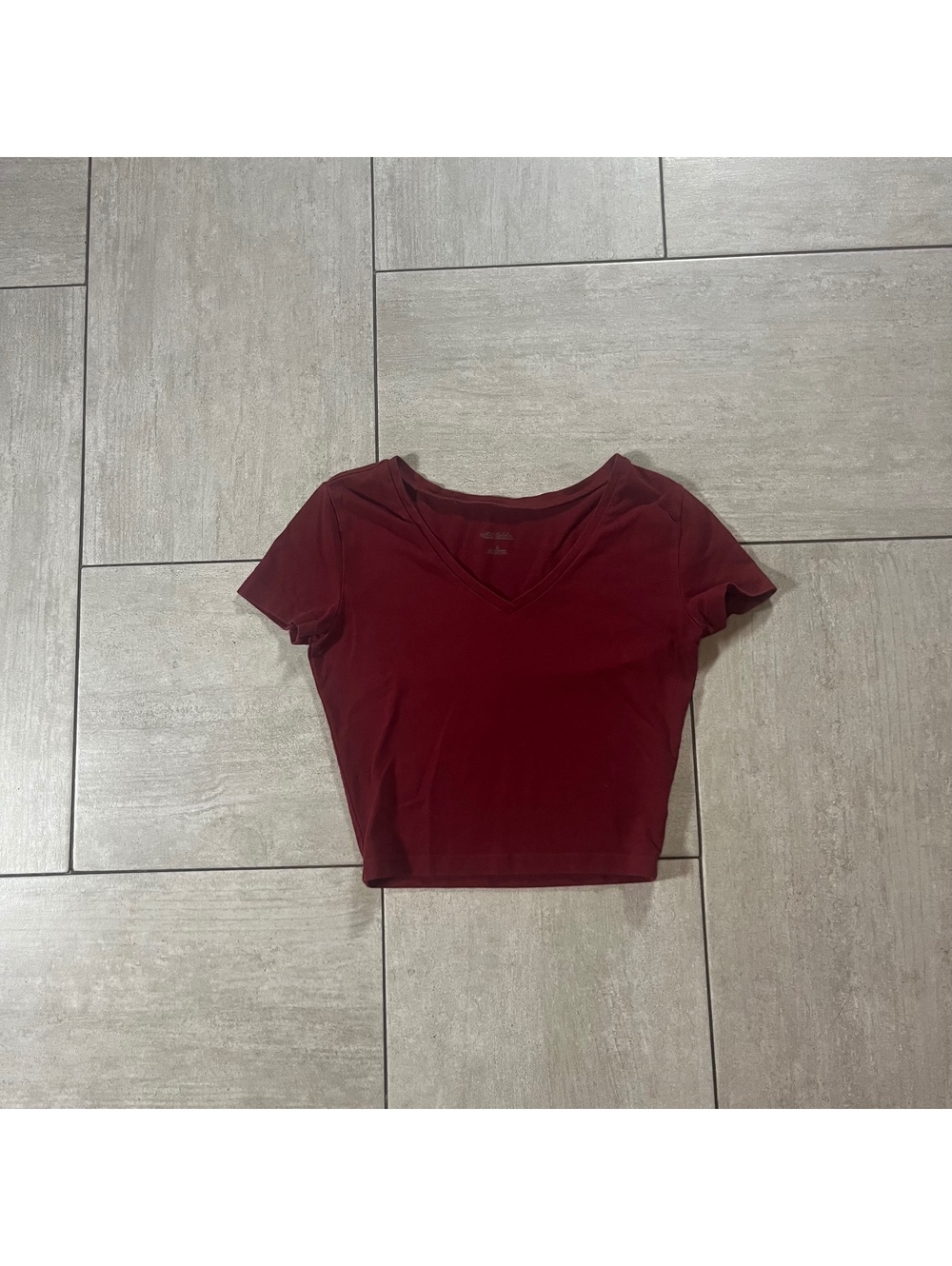 Wild Fable Burgundy V-Neck Crop Top Small